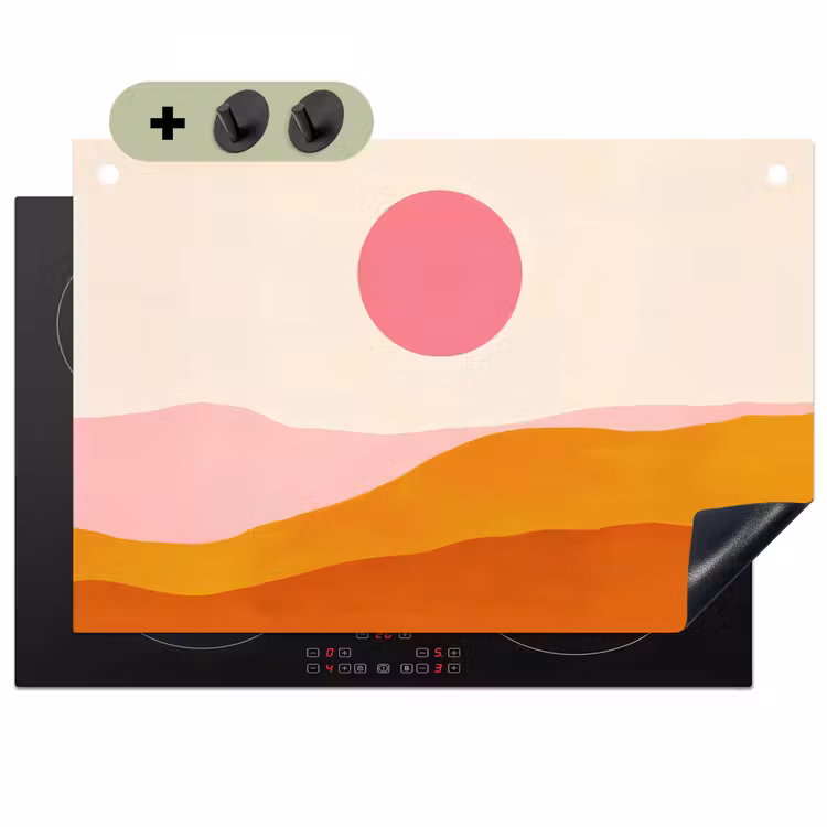 Zon - Heuvels - Abstract - Roze Inductie beschemer met haakjes klein -3d