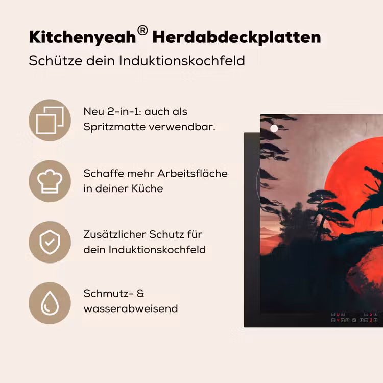 Zon - Krijger - Bomen - Bergen Inductie beschemer met haakjes middel -ky-usp-de
