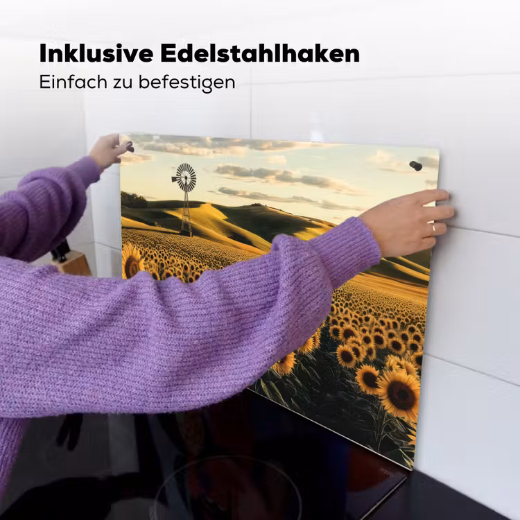 Zonnebloem - Veld - Windmolen Inductie beschemer met haakjes klein -ky-ophangen-de