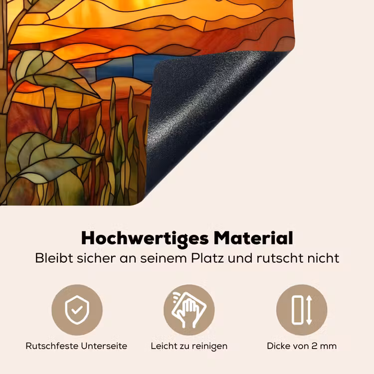 Zonnebloem - Mozaïek - Zonsondergang - Geel Inductie beschemer met haakjes klein -ky-onderkant-de