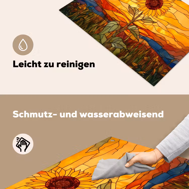 Zonnebloem - Mozaïek - Zonsondergang - Geel Inductie beschemer met haakjes klein -ky-schoon-de