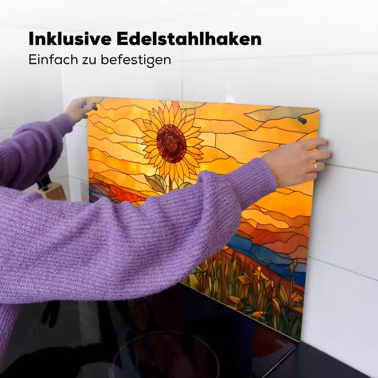 Zonnebloem - Mozaïek - Zonsondergang - Geel Inductie beschemer met haakjes klein -ky-ophangen-de