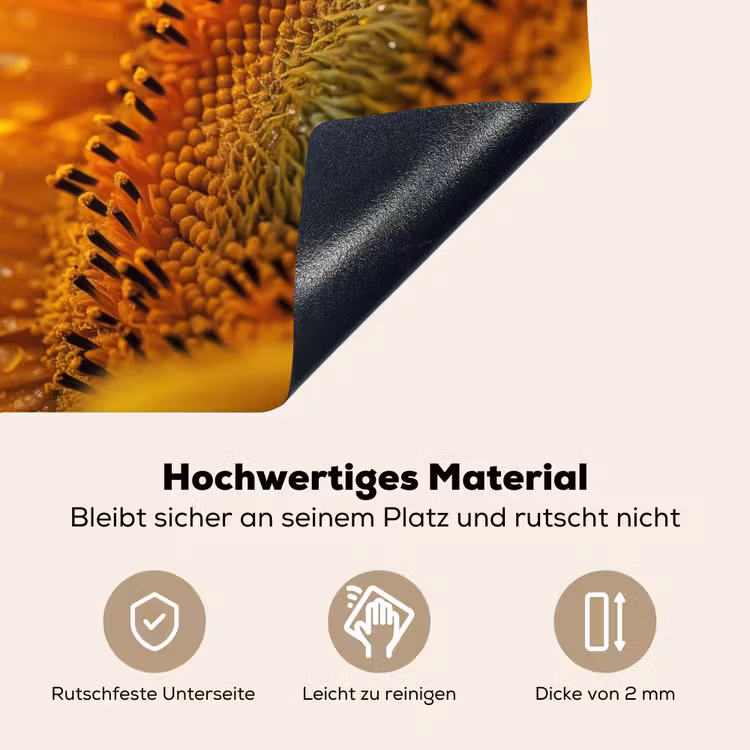 Zonnebloem - Dauwdruppels - Geel - Zonlicht Inductie beschemer met haakjes klein -ky-onderkant-de
