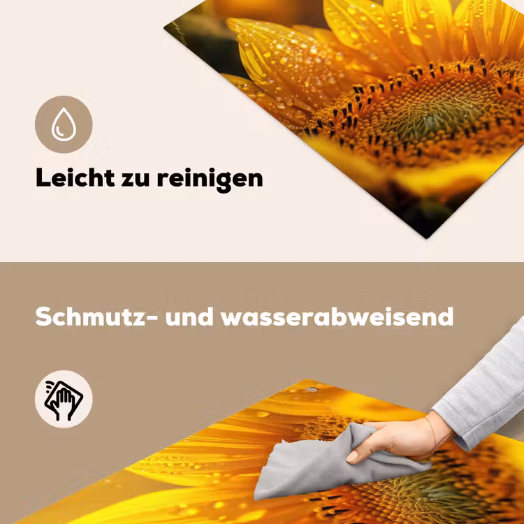 Zonnebloem - Dauwdruppels - Geel - Zonlicht Inductie beschemer met haakjes klein -ky-schoon-de