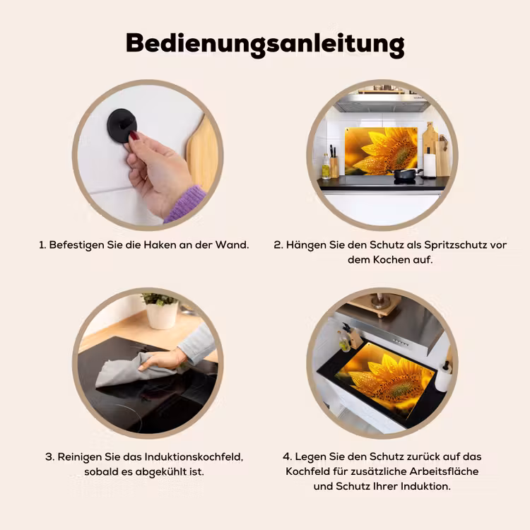 Zonnebloem - Dauwdruppels - Geel - Zonlicht Inductie beschemer met haakjes klein -ky-gebruik-de