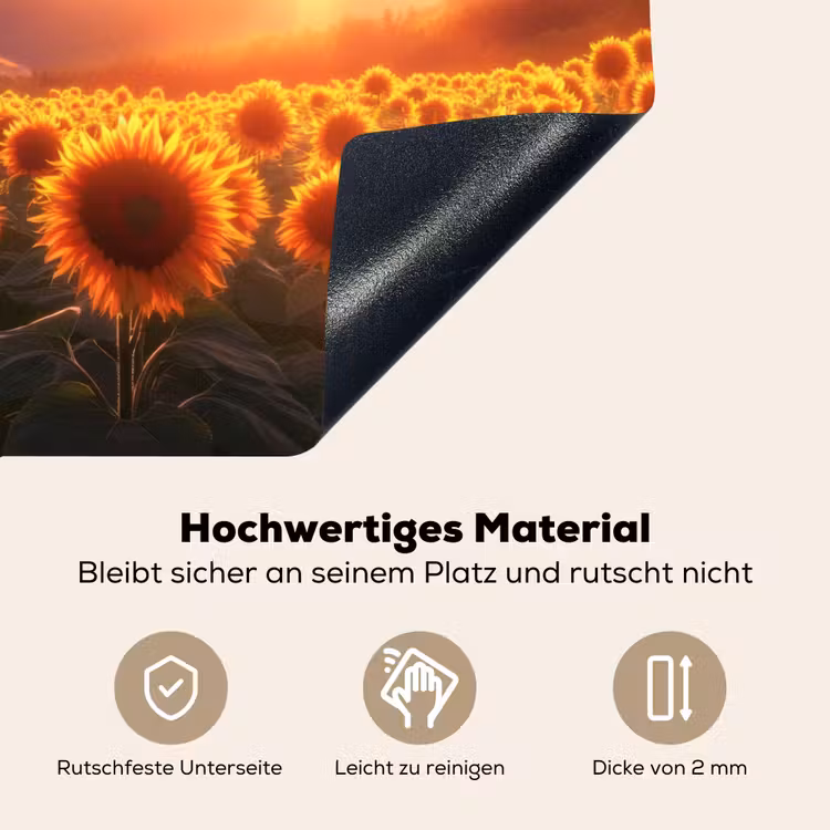 Zonnebloemen - Zonsondergang - Landschap Inductie beschemer met haakjes klein -ky-onderkant-de