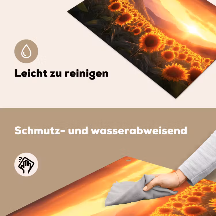 Zonnebloemen - Zonsondergang - Landschap Inductie beschemer met haakjes klein -ky-schoon-de