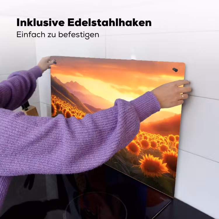 Zonnebloemen - Zonsondergang - Landschap Inductie beschemer met haakjes klein -ky-ophangen-de