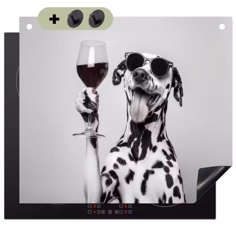 Zonnebril - Dalmatiër - Wijnglas - Tong Inductie beschemer met haakjes middel -3d