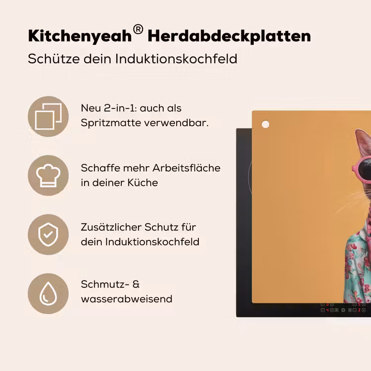Zonnebril - Kat - Sjaal - Bloemen Inductie beschemer met haakjes klein -ky-usp-de