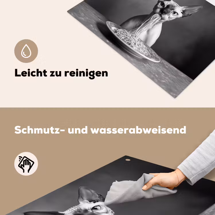 Sphynx - Kat - Dieren - Humor - Spaghetti - Zwart Wit Inductie beschemer met haakjes klein -ky-schoon-de