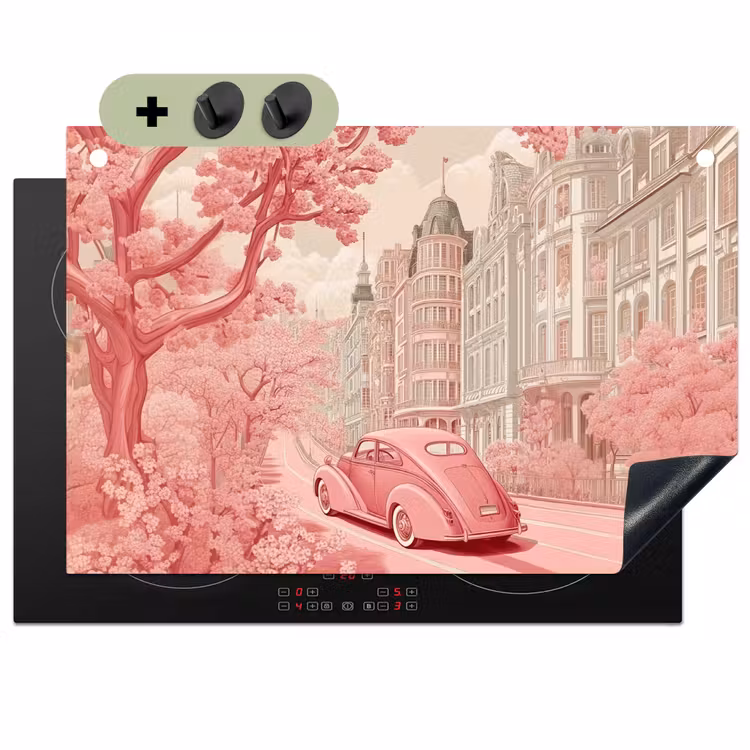 City - Car - Pink Inductie beschemer met haakjes klein -3d