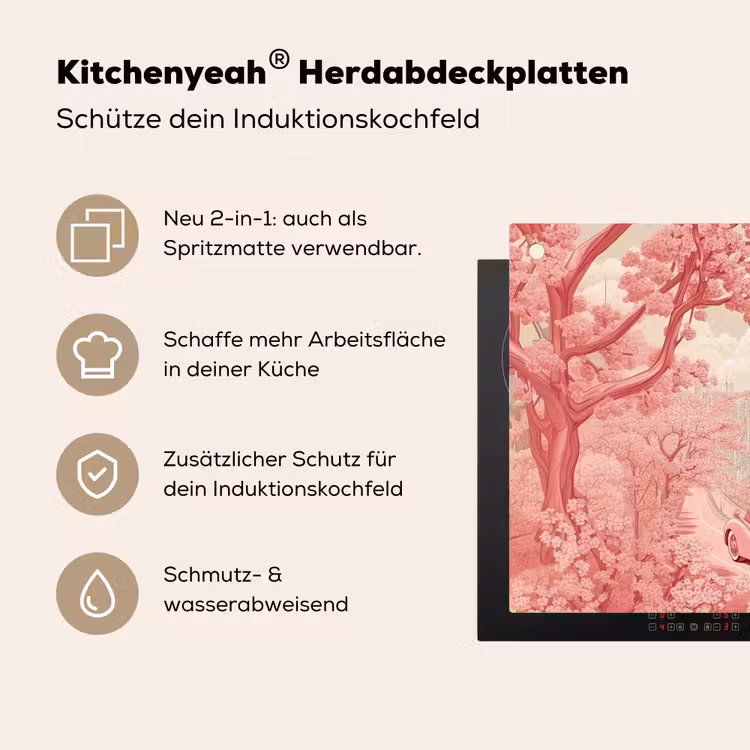 City - Car - Pink Inductie beschemer met haakjes klein -ky-usp-de