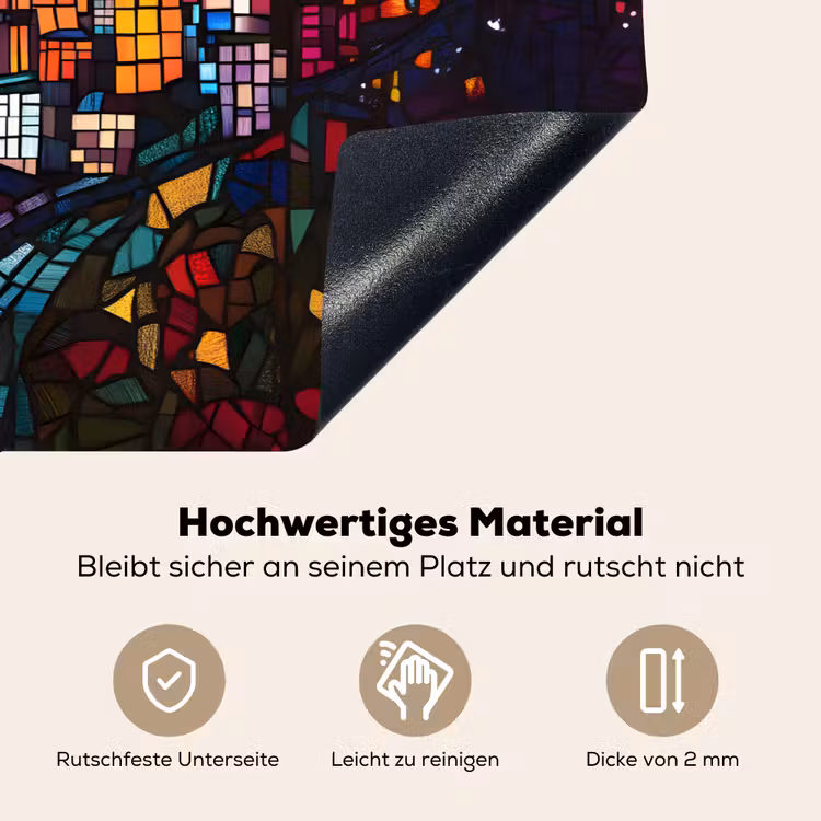Stad - Maan - Mozaïek - Kleurrijk Inductie beschemer met haakjes klein -ky-onderkant-de