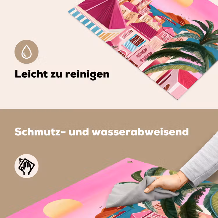Stad - Roze - Palmbomen Inductie beschemer met haakjes klein -ky-schoon-de