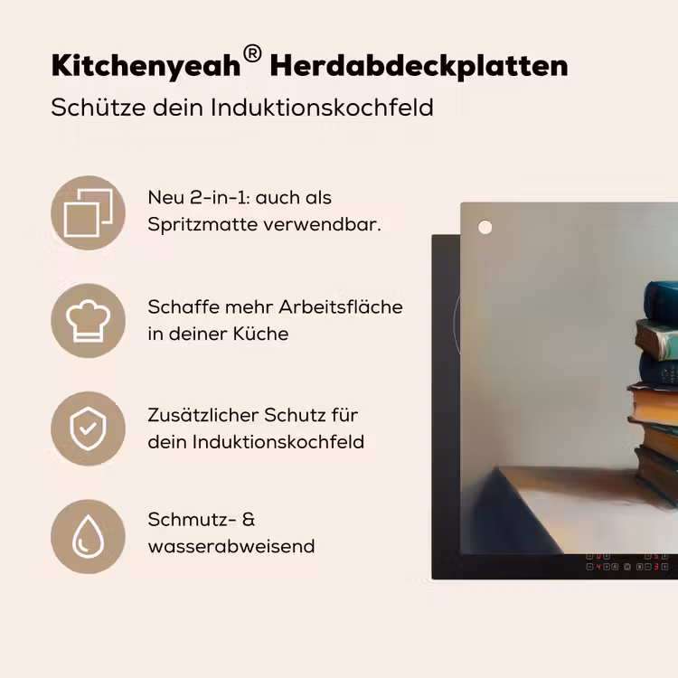 Stapel - Boeken - Groen - Daglicht Inductie beschemer met haakjes klein -ky-usp-de