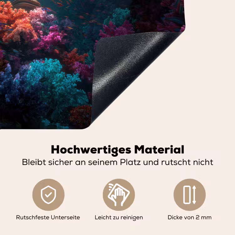 Standbeeld - Zeebodem - Koraal - Kleurrijk Inductie beschemer met haakjes middel -ky-onderkant-de