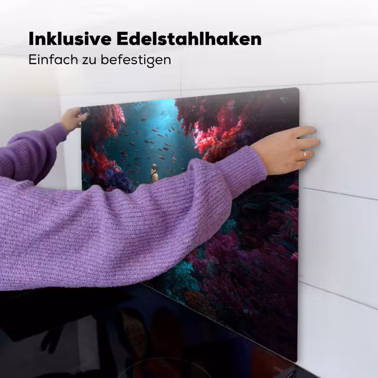 Standbeeld - Zeebodem - Koraal - Kleurrijk Inductie beschemer met haakjes middel -ky-ophangen-de