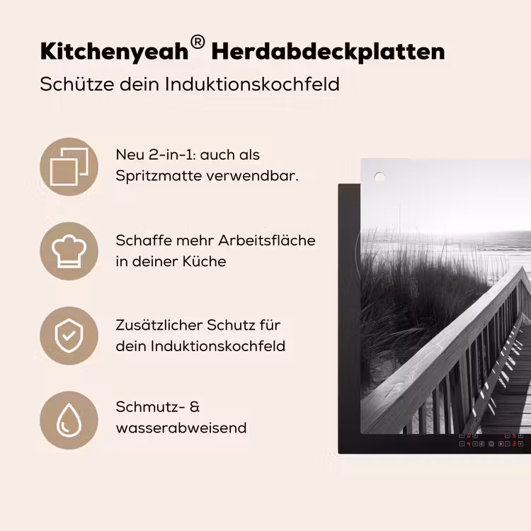 Loopbrug - Hout - Strand - Zee Inductie beschemer met haakjes klein -ky-usp-de
