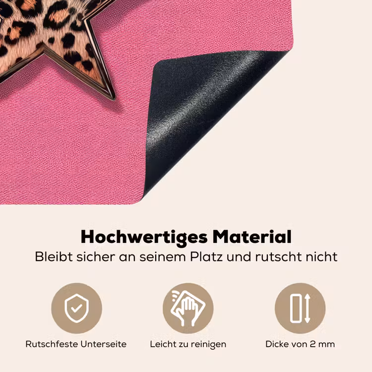 Ster - Luipaard - Print - Roze Inductie beschemer met haakjes middel -ky-onderkant-de
