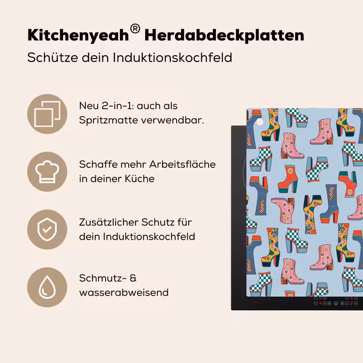 Laarzen - Patroon - Disco Inductie beschemer met haakjes klein 777 -ky-usp-de