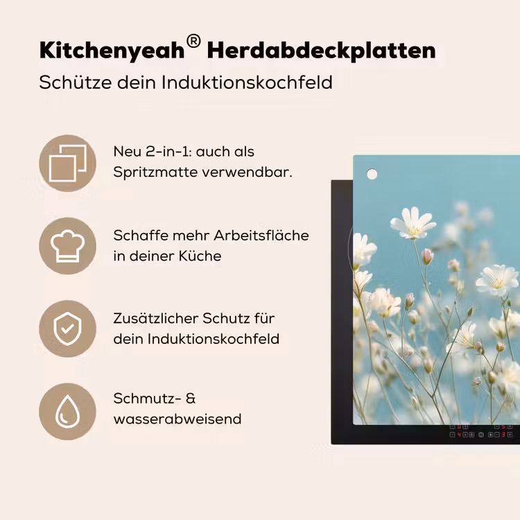 Stengels - Bloemen - Lucht - Wit Inductie beschemer met haakjes middel -ky-usp-de
