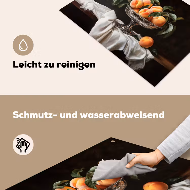 Stilleven - Perziken - Vintage Inductie beschemer met haakjes klein -ky-schoon-de