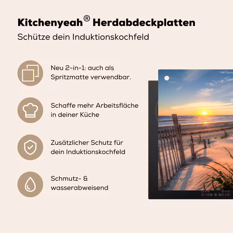 Strand - Natuur - Zonsondergang Inductie beschemer met haakjes klein -ky-usp-de