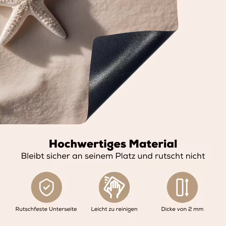 Strand - Zeester - Zand - Beige Inductie beschemer met haakjes middel -ky-onderkant-de