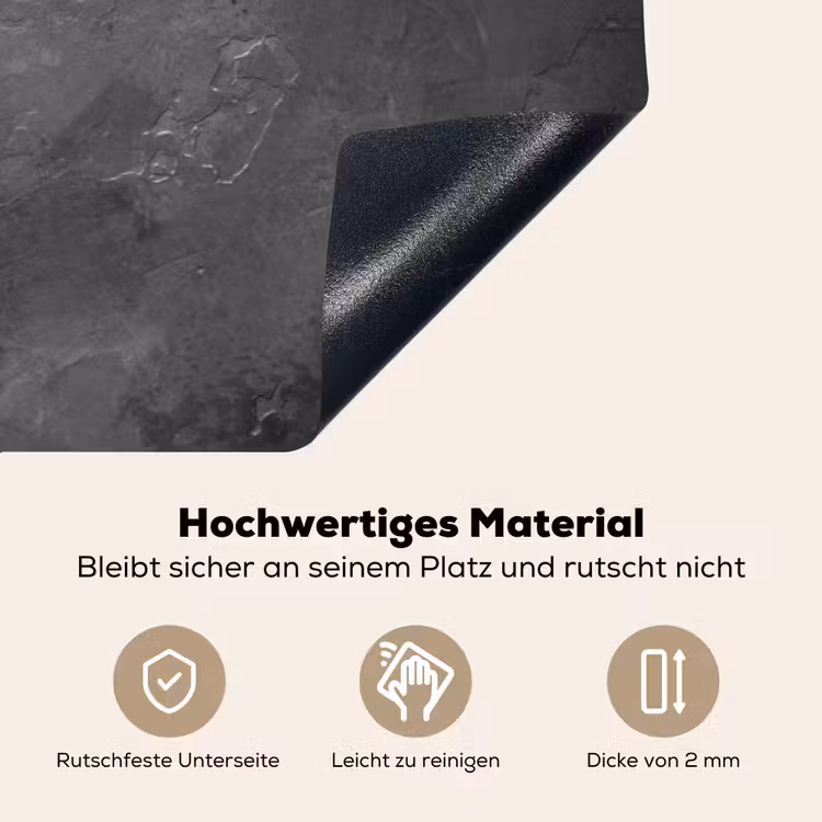 Structuur - Cement - Beton - Grijs - Vintage Inductie beschemer met haakjes klein -ky-onderkant-de