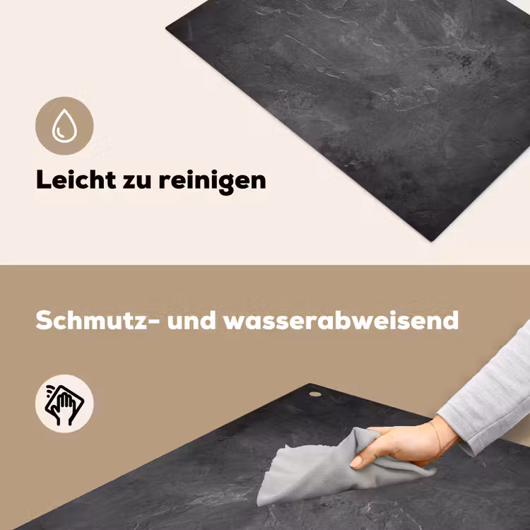 Structuur - Cement - Beton - Grijs - Vintage Inductie beschemer met haakjes klein -ky-schoon-de