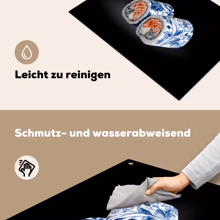 Sushi - Delfts blauw - Rijst - Vis - Elegant Inductie beschemer met haakjes klein -ky-schoon-de