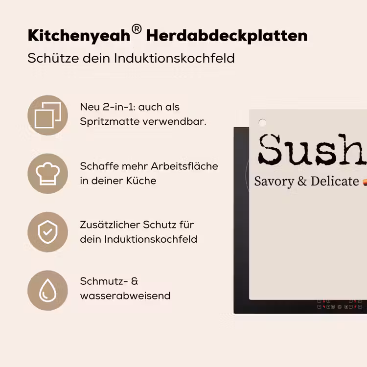 Sushi - Zalm - Rijst - Japans Inductie beschemer met haakjes klein -ky-usp-de