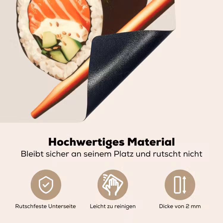 Sushi - Zalm - Rijst - Japans Inductie beschemer met haakjes klein -ky-onderkant-de