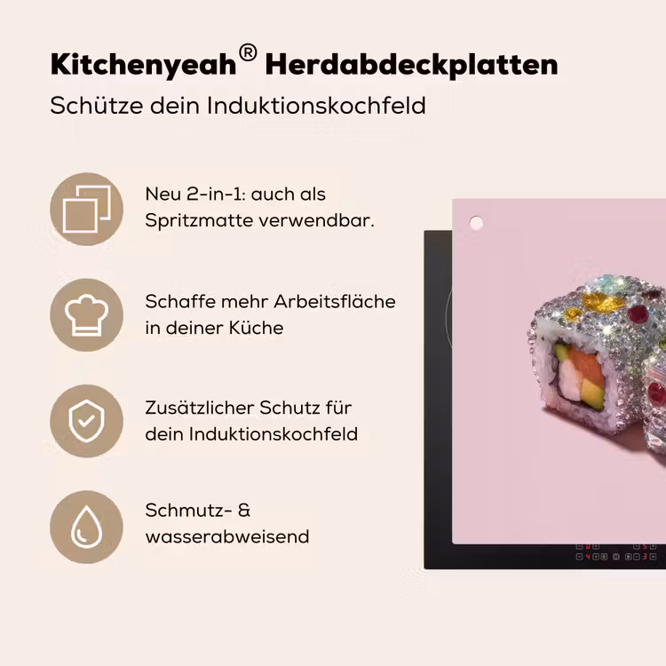 Sushi - Rolletjes - Steentjes - Kleurrijk Inductie beschemer met haakjes middel -ky-usp-de