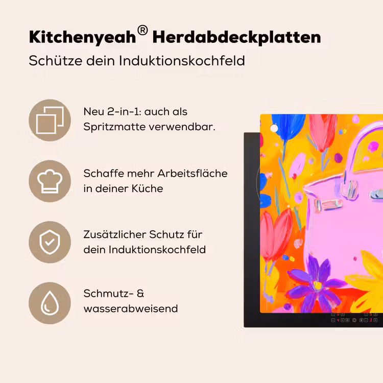 Tas - Roze - Bloemen Inductie beschemer met haakjes middel -ky-usp-de