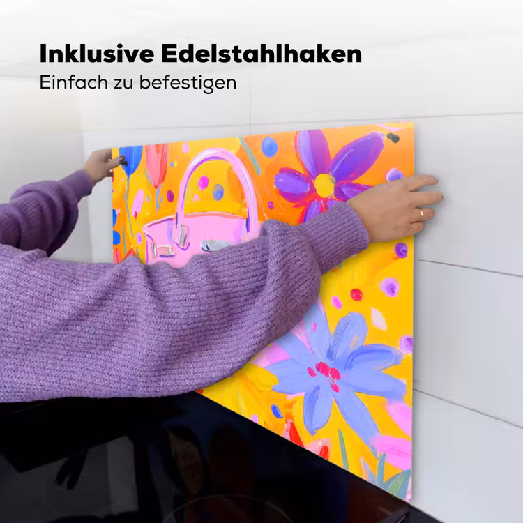 Tas - Roze - Bloemen Inductie beschemer met haakjes middel -ky-ophangen-de