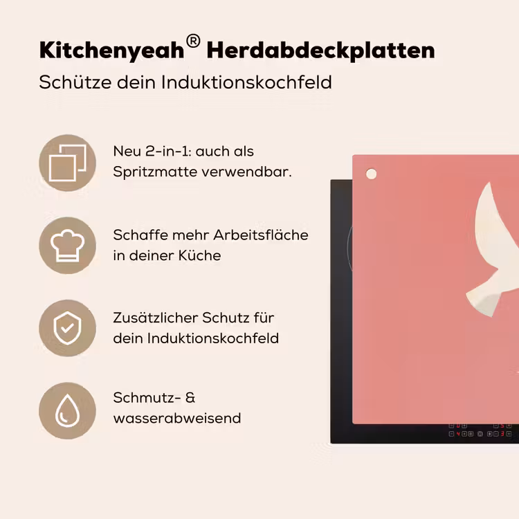 Duiven - Wit - Sierlijk Inductie beschemer met haakjes klein -ky-usp-de