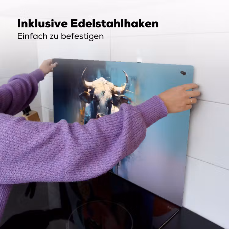 Stier - Zwart - Abstract - Horens Inductie beschemer met haakjes klein -ky-ophangen-de
