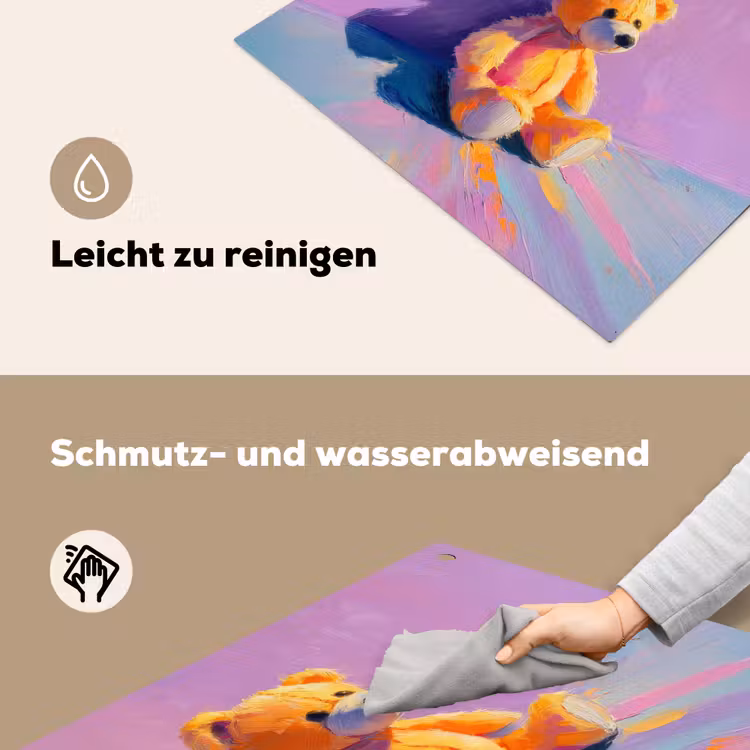 Teddybeer - Schaduw - Penseelstreken - Paars Inductie beschemer met haakjes middel -ky-schoon-de