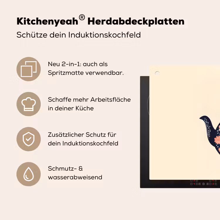 Theepot - Kleurrijk - Bloemen Inductie beschemer met haakjes klein -ky-usp-de