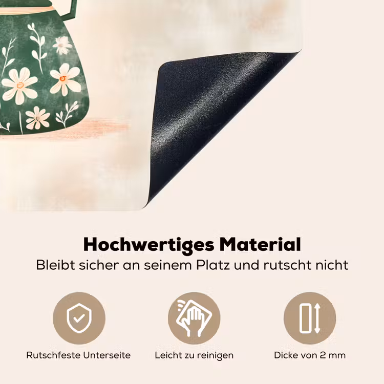 Theepot - Groen - Bloemen - Oranje Inductie beschemer met haakjes klein -ky-onderkant-de