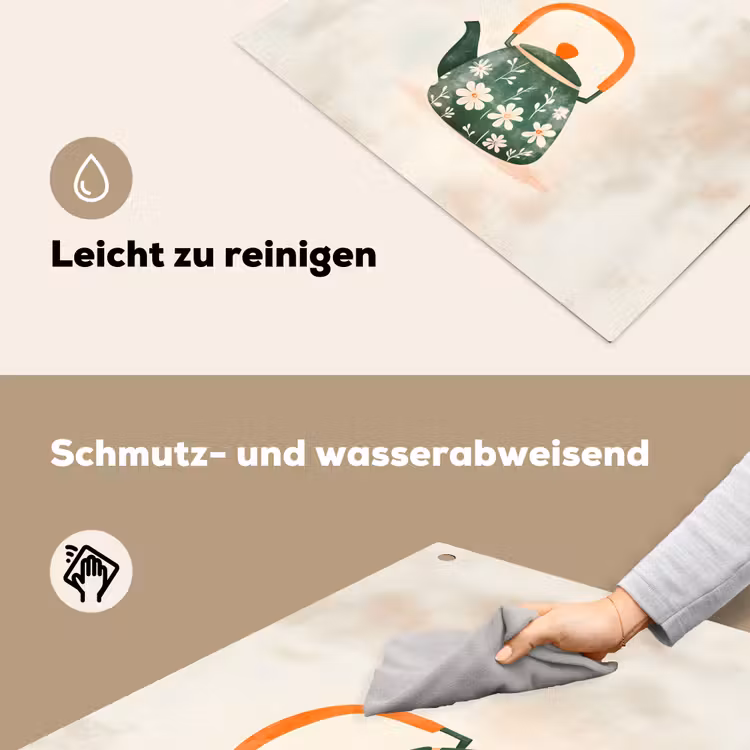 Theepot - Groen - Bloemen - Oranje Inductie beschemer met haakjes klein -ky-schoon-de