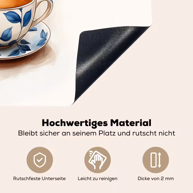 Theekop - Bladeren - Blauw Inductie beschemer met haakjes klein -ky-onderkant-de