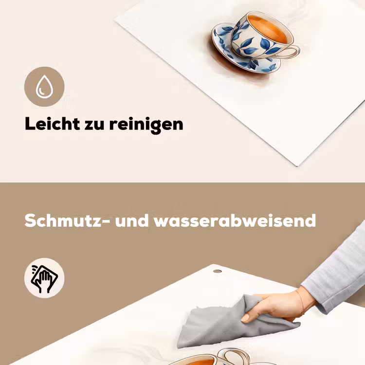 Theekop - Bladeren - Blauw Inductie beschemer met haakjes klein -ky-schoon-de