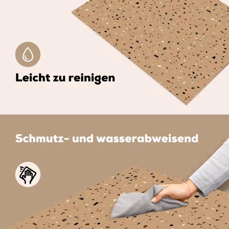 Terrazzo - Patroon - Beige Inductie beschemer met haakjes klein 777 -ky-schoon-de