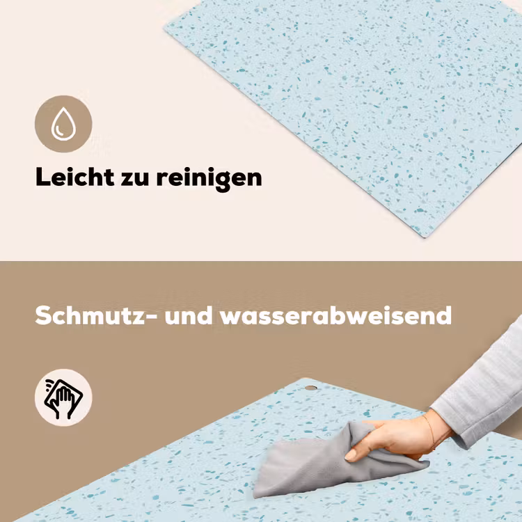 Terrazzo - Patroon - Kleurrijk - Baby Blauw Inductie beschemer met haakjes klein 777 -ky-schoon-de