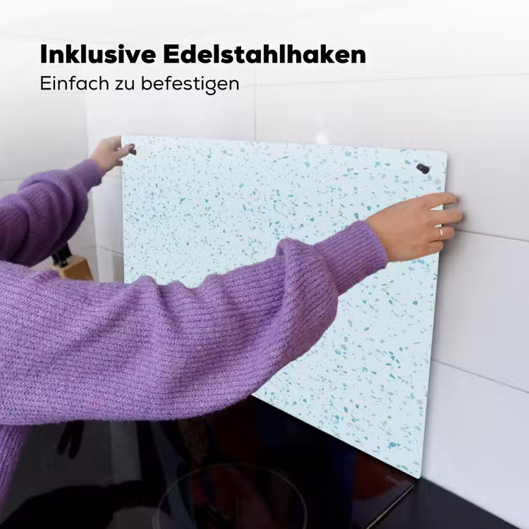 Terrazzo - Patroon - Kleurrijk - Baby Blauw Inductie beschemer met haakjes klein 777 -ky-ophangen-de