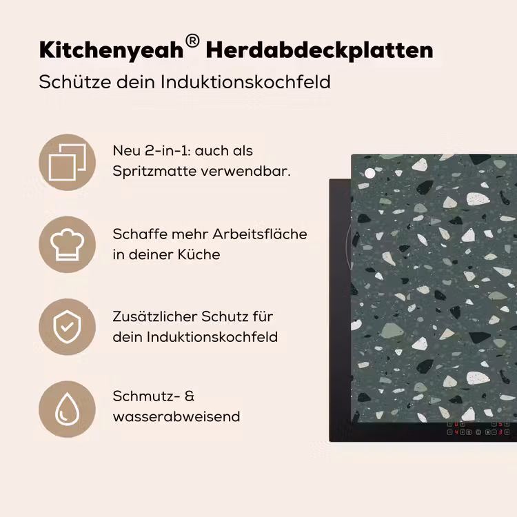 Terrazzo - Patroon - Kleurrijk - Groen Inductie beschemer met haakjes klein 777 -ky-usp-de