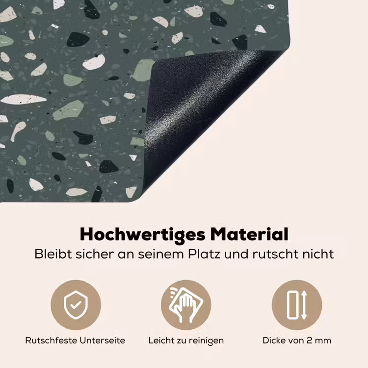 Terrazzo - Patroon - Kleurrijk - Groen Inductie beschemer met haakjes klein 777 -ky-onderkant-de